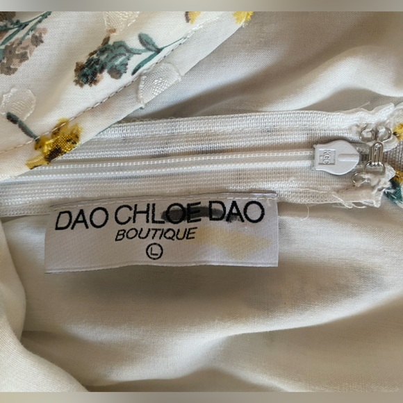 Fanco Becca Tiered Maxi Dress White | Yellow & Blue Floral | Large | High Low - Picture 2 of 16